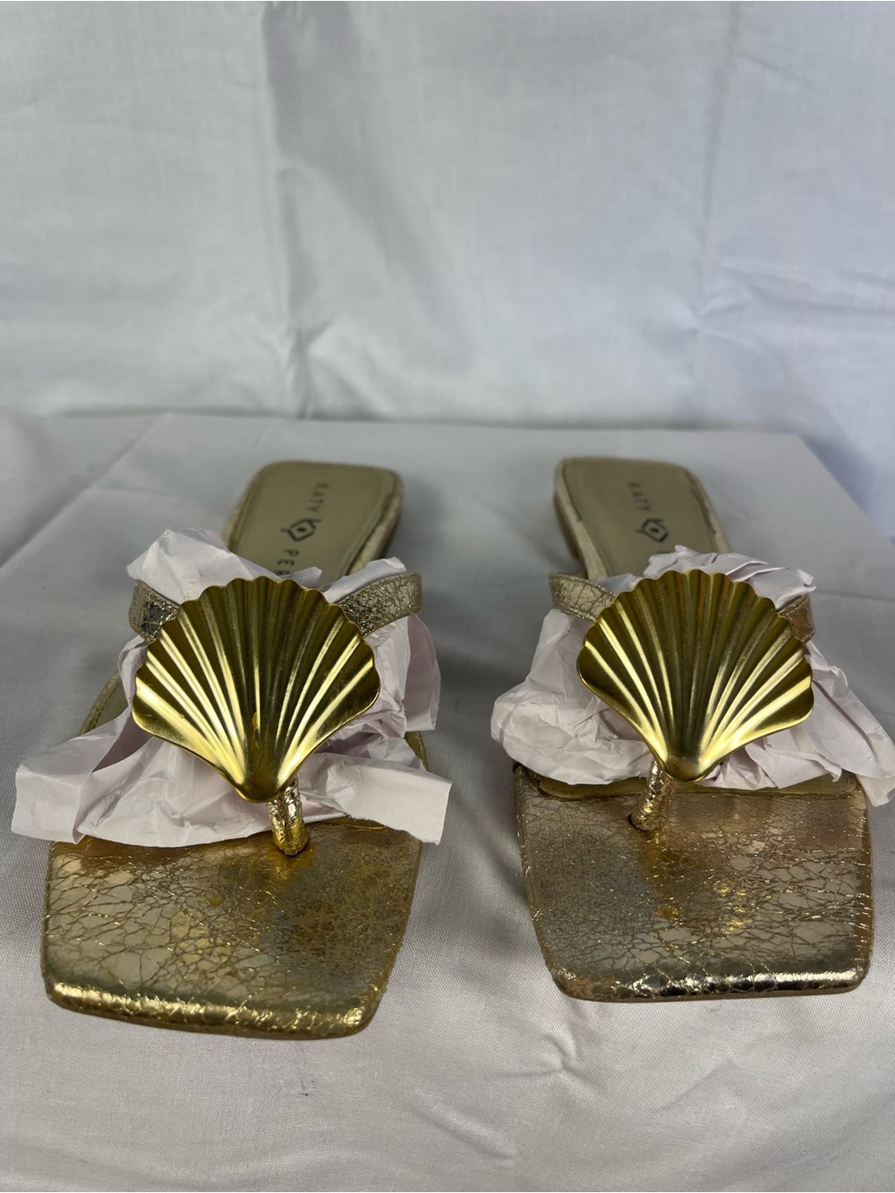Katy Perry Collections Gold Shell Thong Sandals
